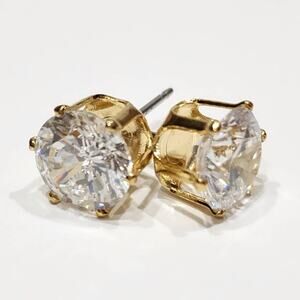 Brilliant Round Cut Stud Earrings 4 CTW 14 kt Gold Plated, Beautiful!